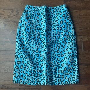 💯 Authentic FENDI | Leopard Linen Light Blue Black Beige Skirt